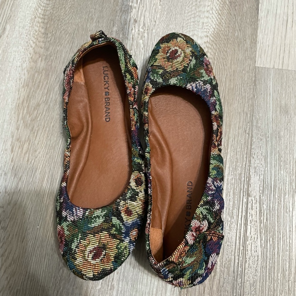 Lucky Brand Multicolor Floral Tapestry Ballet Flats